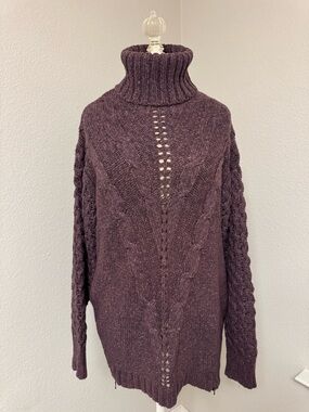 Matilda Jane Cable Knit Turtleneck Sweater - Plum